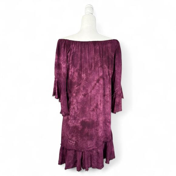 Revolve Blue Life Callista Dress Tie Dye Off Shoulder Boho Plum Asymmetrical XS - Picture 5 of 15